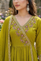 Anaita Yellow Anarkali Readymade Suit with Embroidery Work | Grocsy