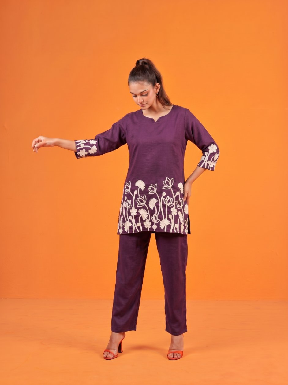 Anaita Wine Stylish Readymade Co-Ords Set | Grocsy