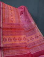 Light Pink And Rose Pink Colour Block Print Pure Kota Cotton Saree By Gayathri Reddy Designer Studio | Grocsy