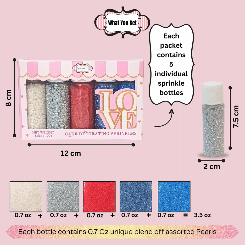 Confect Mix Red, White, Blue & Silver Patriotic Sprinkles | Grocsy