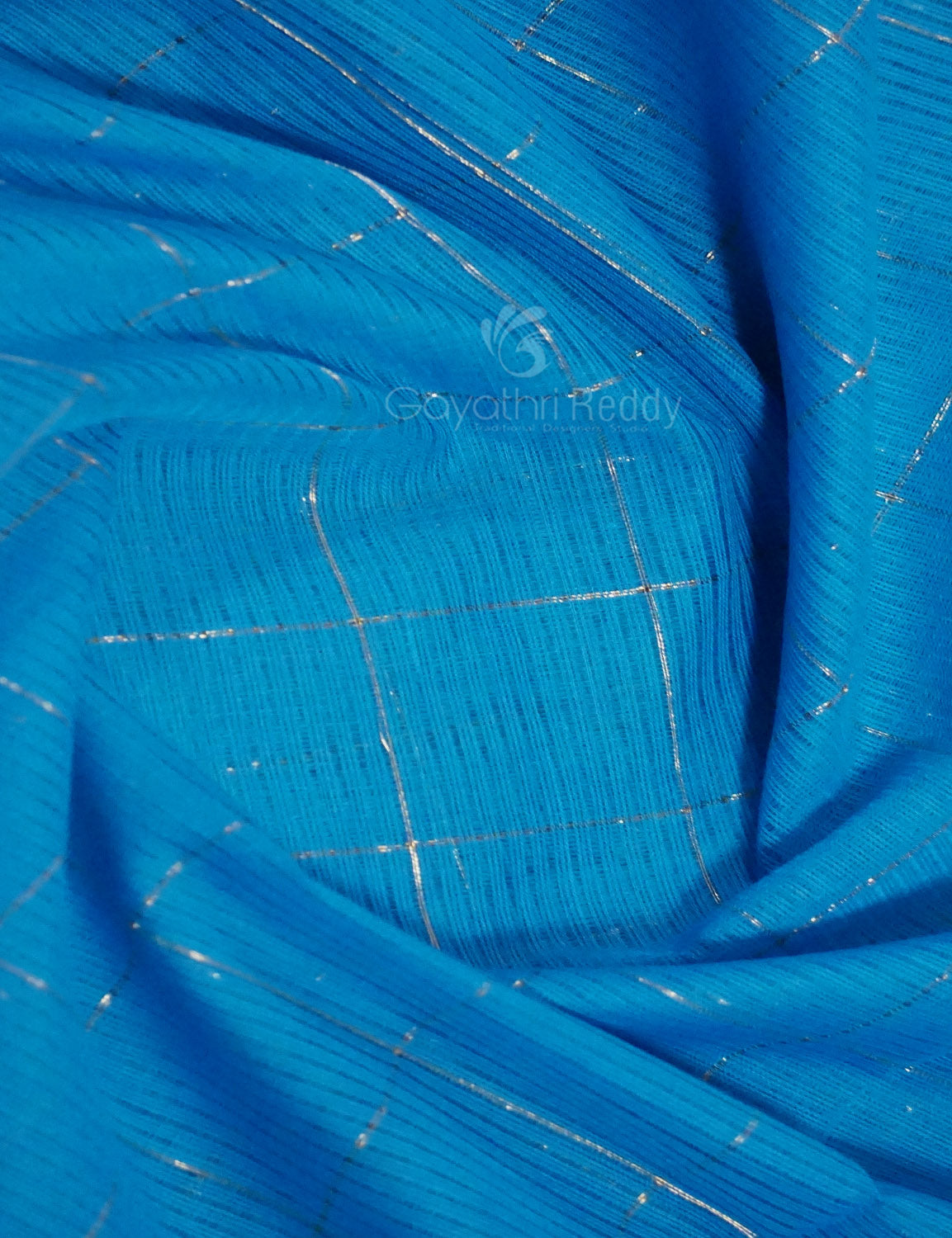 Dual Shade of Sky Blue And Grey Pure Mangalgiri Cotton By Gayathri Reddy Designer Studio | Grocsy