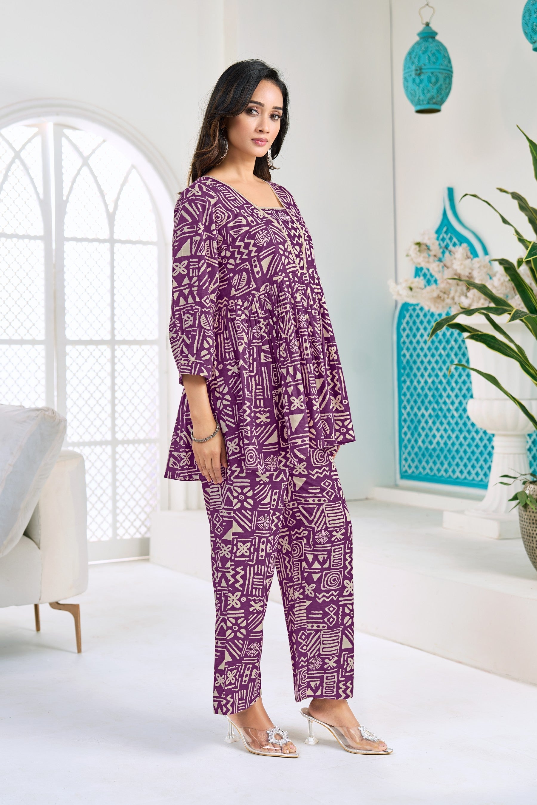 Anaita Purple Stylish Readymade Co-Ords Set | Grocsy