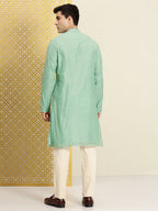 House of Pataudi Floral Printed Sequined Yoke Design Jashn Kurta | Grocsy