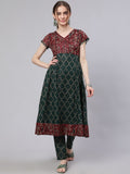 Aks Ethnic Motifs Printed Pure Cotton Anarkali Kurta | Grocsy