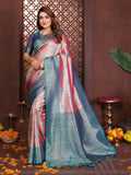 Aastha Fashion Magenta Tissue Silk Weaving Saree | Grocsy