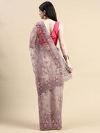 kasee Floral Embroidered Zari Net Saree | Grocsy