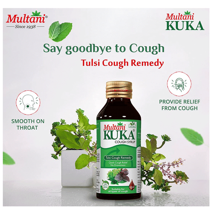 Multani Combo Pack of Kuka Cough Syrup 100ml and Tulsi Ginger Kuka Cough 36 Lozenges | Grocsy
