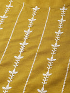 All About You Women Mustard Yellow Floral Embroidered Thread Work Kurta with Trousers | Grocsy