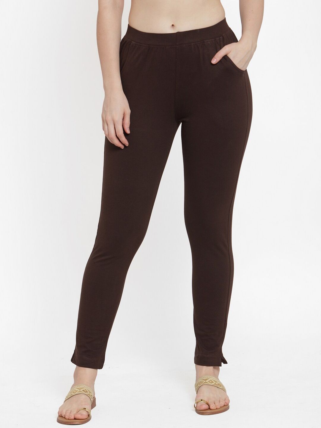 TAG 7 Women Pack Of 2 Solid Ankle-Length Straight-Fit Leggings | Grocsy