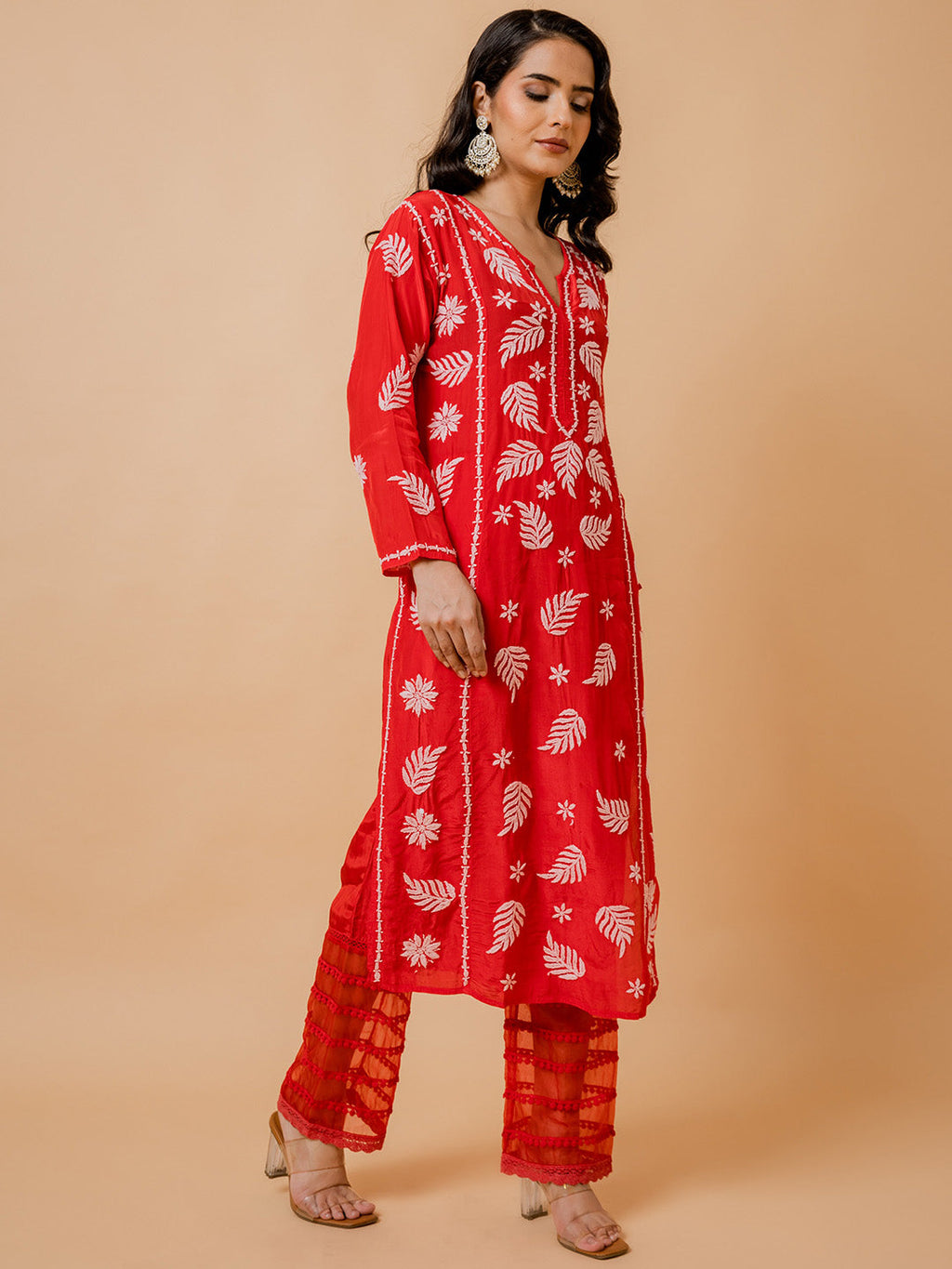 HOUSE OF KARI Ethnic Motifs Chikankari Silk Kurta | Grocsy