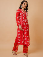 HOUSE OF KARI Ethnic Motifs Chikankari Silk Kurta | Grocsy