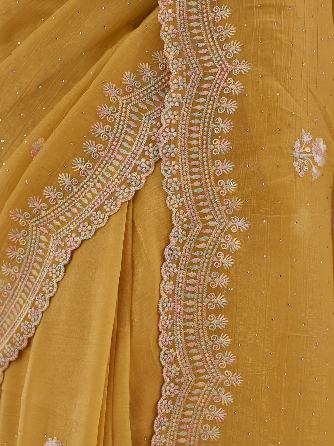 kasee Floral Phulkari Silk Blend Saree | Grocsy