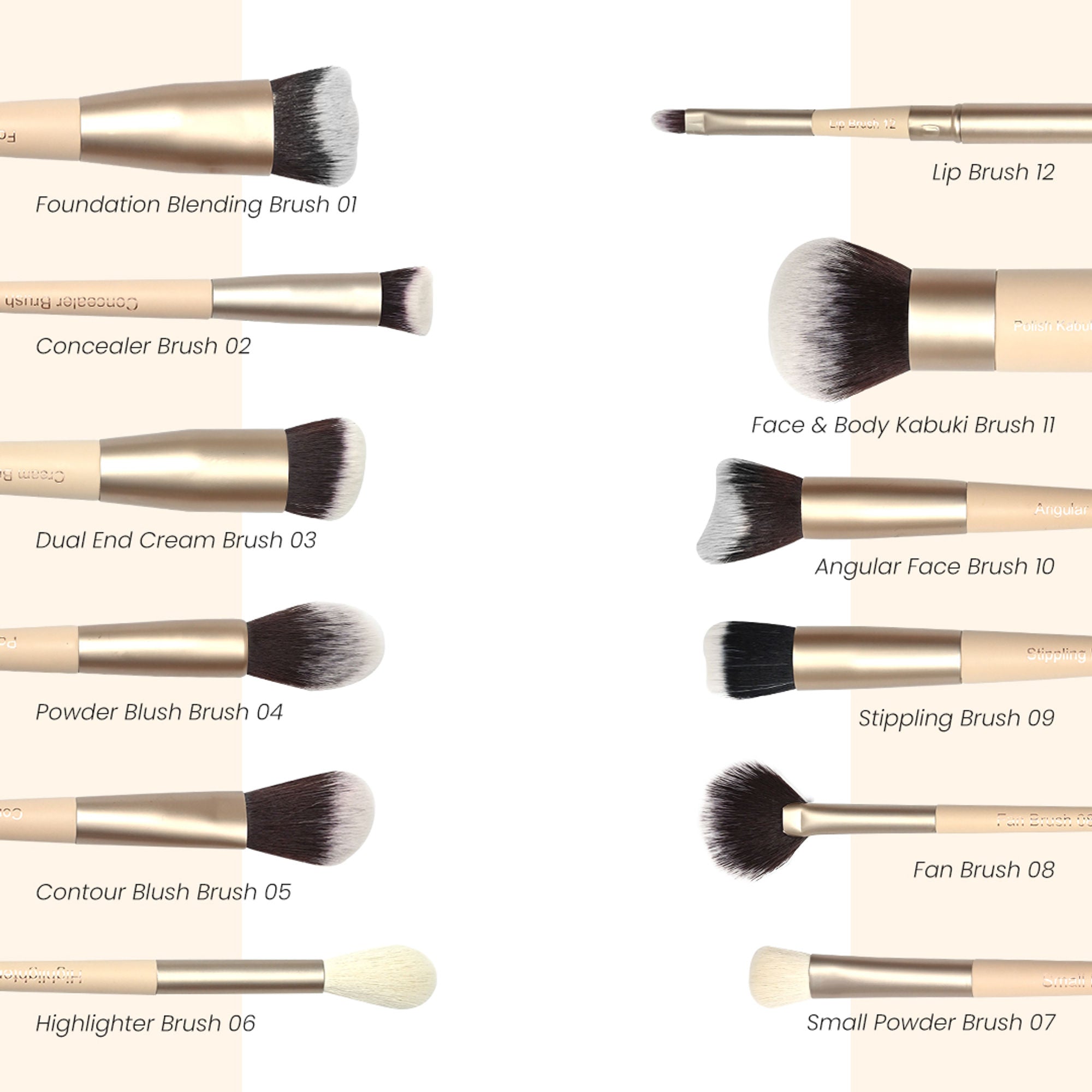 Milagro Beauty Face The Makeup Brush Collection (Set Of 12 ) | Grocsy
