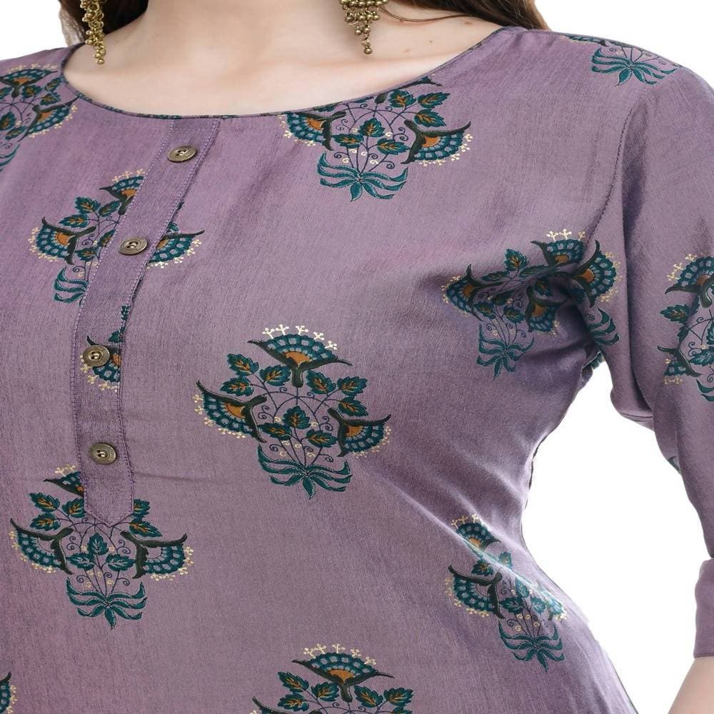 Lagi Women's Mauve Printed Straight Kurta & Pant (MC39B) | Grocsy