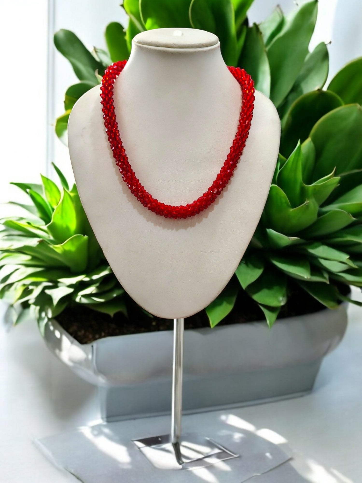 Inhanns Noor-E-Jalwa – Handmade Crystal Bead Necklace -Adjustable - Red Only Necklace | Grocsy