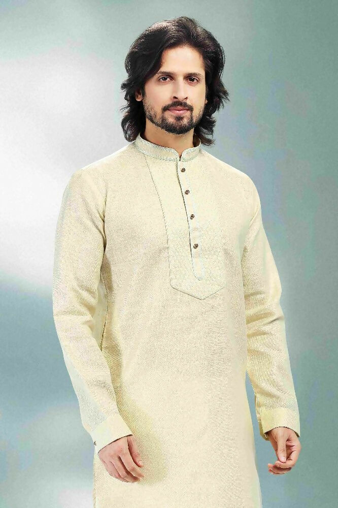 Raivat Ethnic Linen Cotton Pintux Work Kurta Pajama In Pista Green Colour | Grocsy