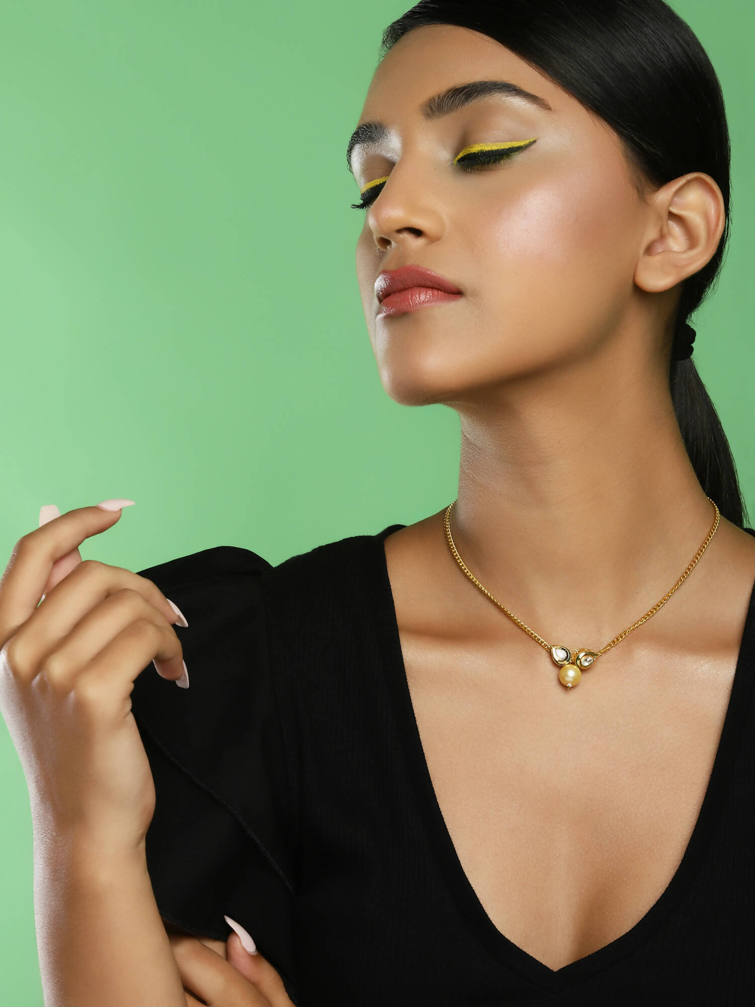 Women's Gold-Polished Necklace - Ruby Raang | Grocsy