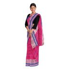 Exclusive Collection 100% Pure Cotton Magenta Tant Saree With Hand Weaving Work | Grocsy