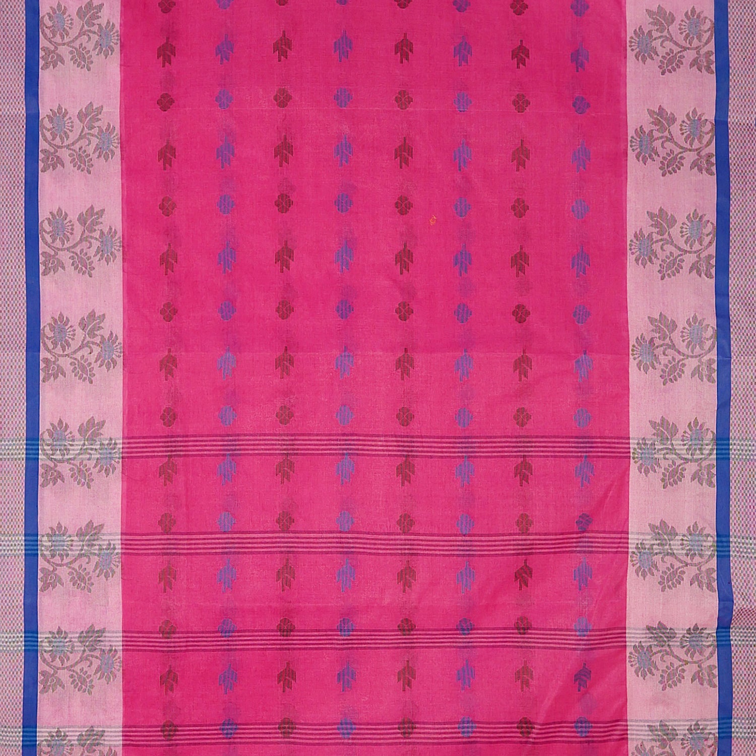 Exclusive Collection 100% Pure Cotton Magenta Tant Saree With Hand Weaving Work | Grocsy