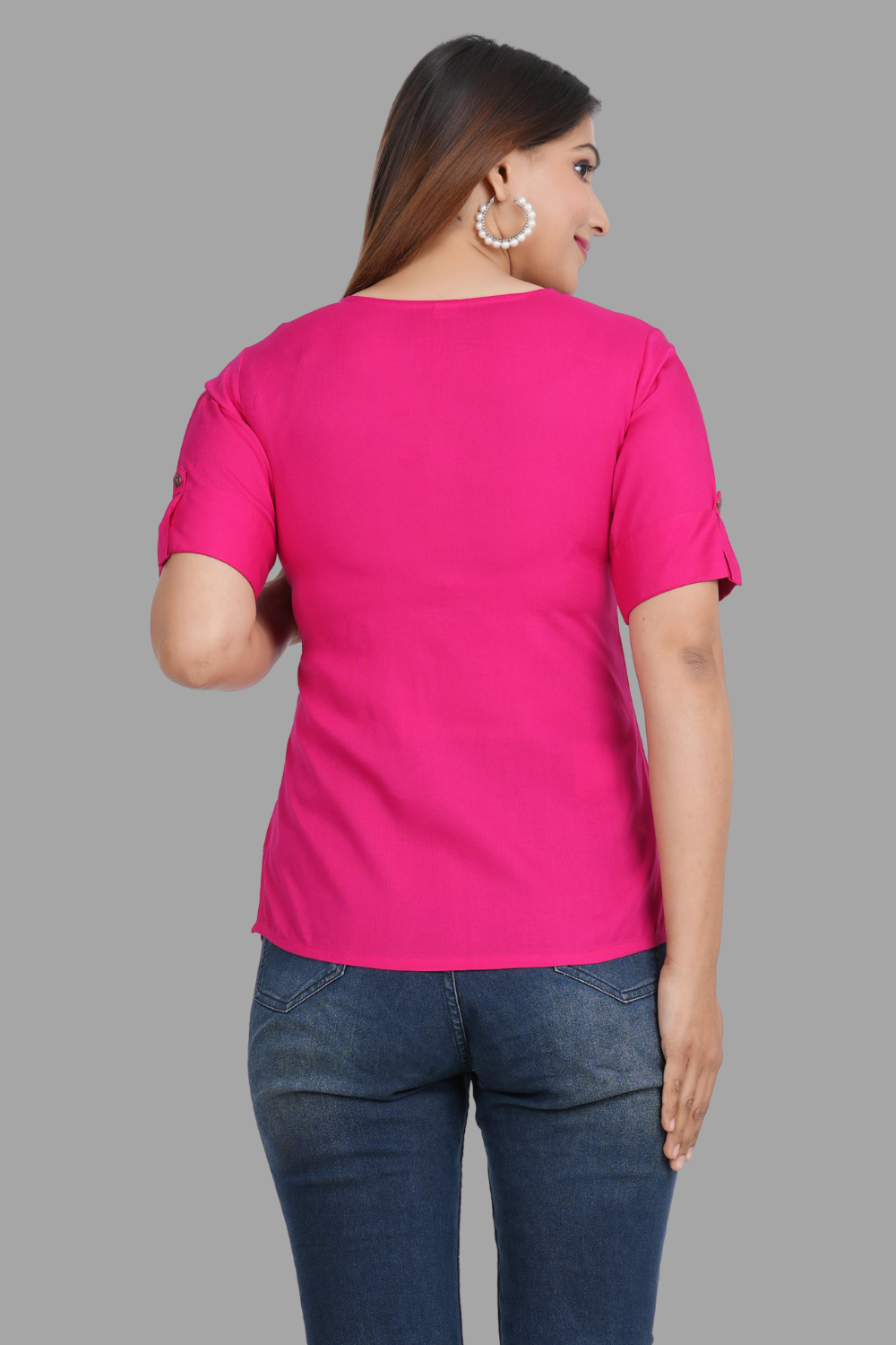 House of RP Women's Pink Rayon Solid Casual Tunic | Grocsy