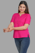 House of RP Women's Pink Rayon Solid Casual Tunic | Grocsy