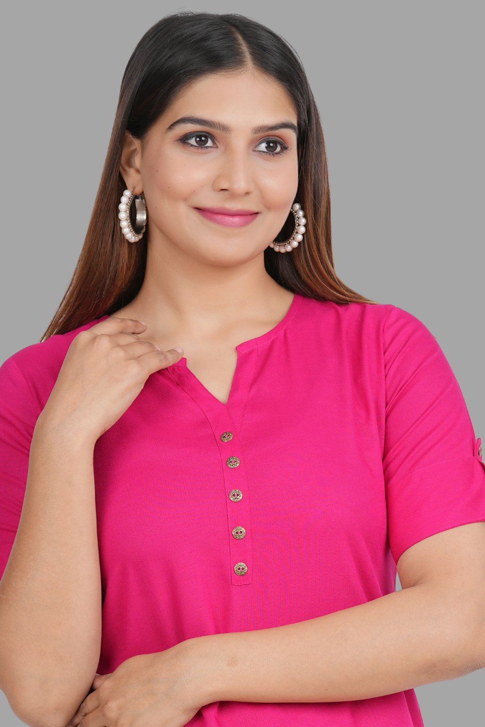 House of RP Women's Pink Rayon Solid Casual Tunic | Grocsy