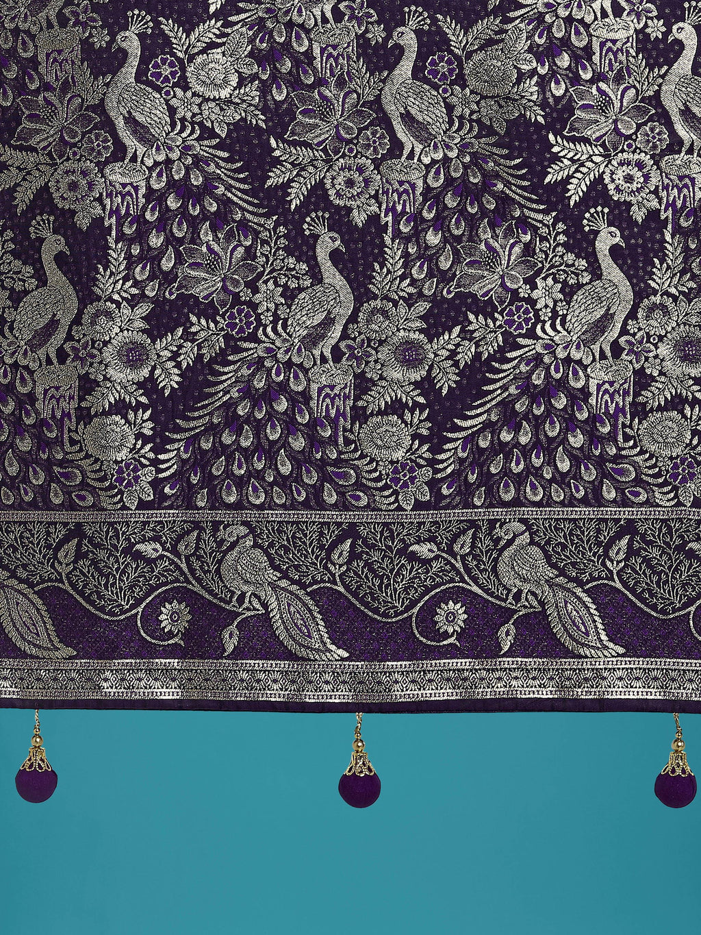 Monjolika Fashion Traditional Purple Woven Banarasi Satin Silk Saree | Grocsy