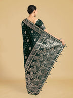 Monjolika Fashion Traditional Dark Geen Woven Banarasi Satin Silk Saree | Grocsy