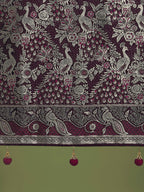 Monjolika Fashion Traditional Wine Woven Banarasi Satin Silk Saree | Grocsy