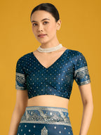 Monjolika Fashion Traditional Aqua blue Woven Banarasi Satin Silk Saree | Grocsy