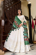 Lorenvalley Fashion White Georgette Lucknowi Paper Mirror Work Lehenga Choli with Dupatta | Grocsy