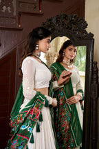 Lorenvalley Fashion White Georgette Lucknowi Paper Mirror Work Lehenga Choli with Dupatta | Grocsy
