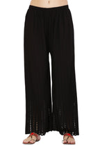 PAVONINE Black Color Goti Aari Work Rayon Fabric Palazzo For Women | Grocsy