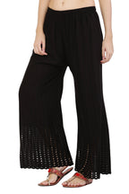 PAVONINE Black Color Goti Aari Work Rayon Fabric Palazzo For Women | Grocsy