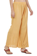 PAVONINE Beige Color Goti Aari Work Rayon Fabric Palazzo For Women | Grocsy