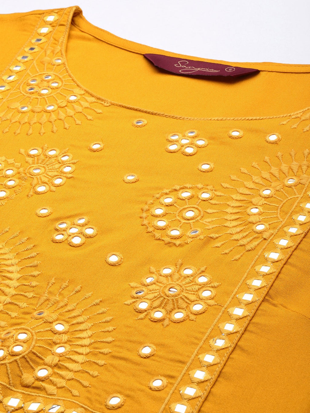 Sangria Women Ethnic Motifs Yoke Design Mirror Work Kurta | Grocsy