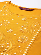 Sangria Women Ethnic Motifs Yoke Design Mirror Work Kurta | Grocsy