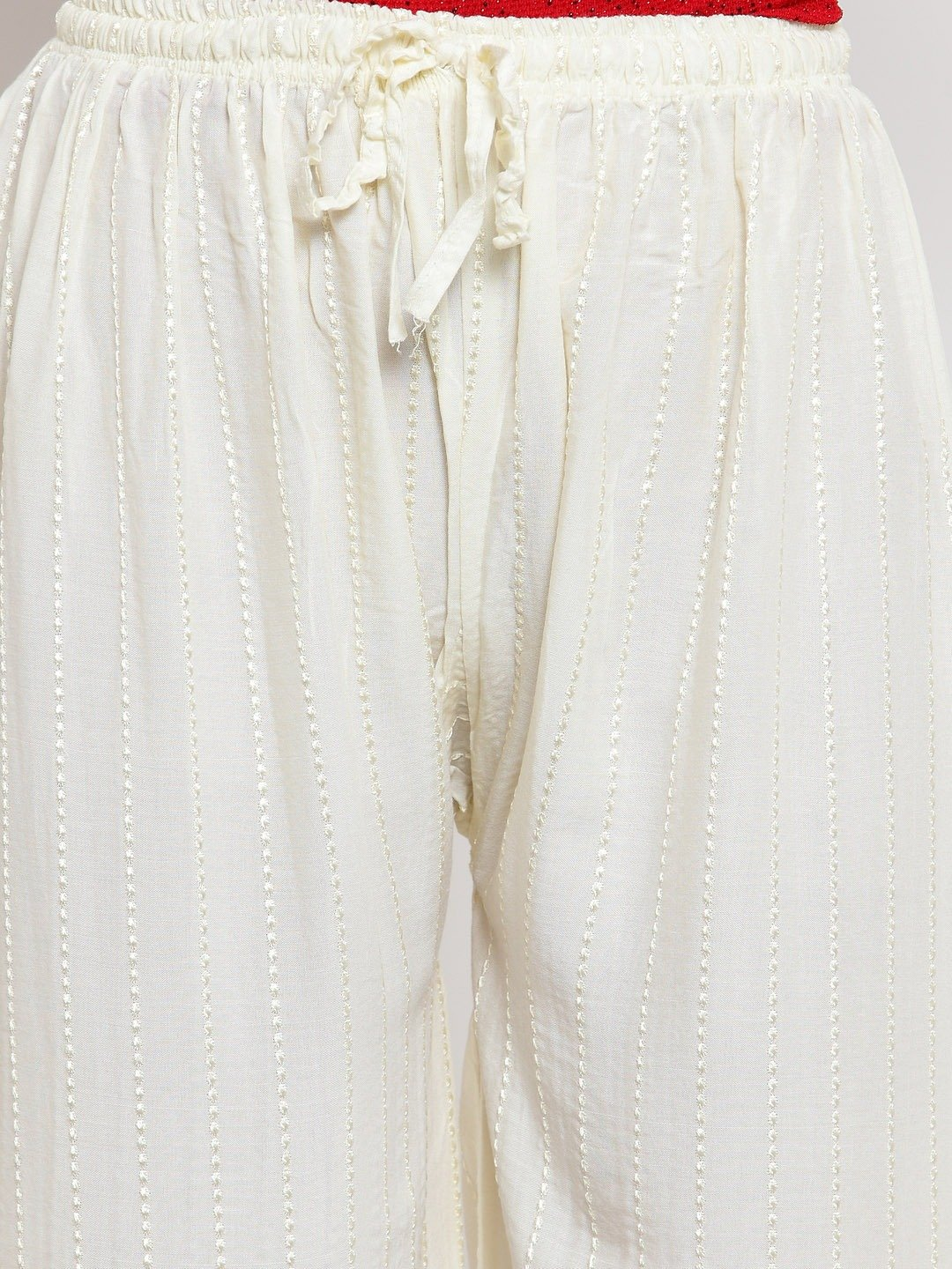 PAVONINE Off-White Color Goti Aari Work Rayon Fabric Sharara For Women | Grocsy