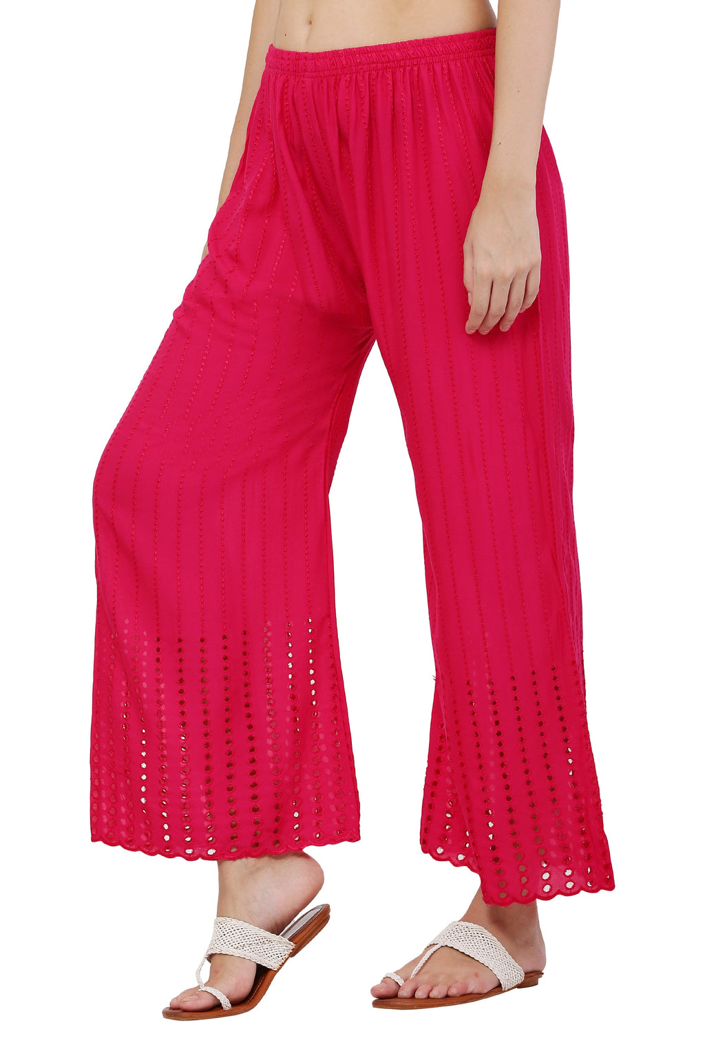 PAVONINE Rani Color Goti Aari Work Rayon Fabric Sharara For Women | Grocsy