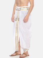 Sethukrishna Men White Solid Pocket Dhoti Pant | Grocsy