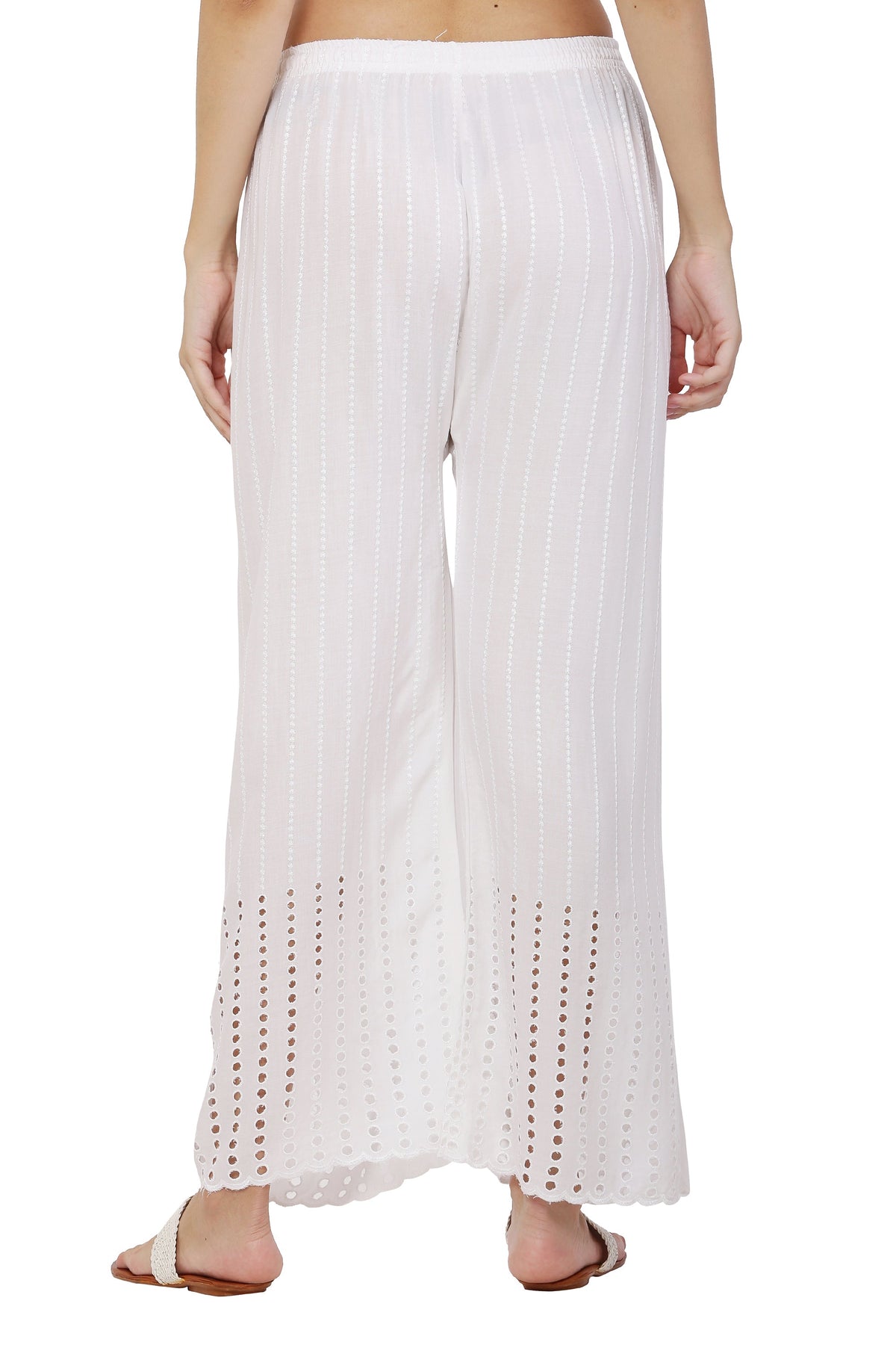 PAVONINE White Color Goti Aari Work Rayon Fabric Sharara For Women | Grocsy