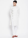Even Apparels White Rayon Men's Sherwani Kurta With Asymetrical Cut | Grocsy