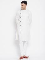 Even Apparels White Rayon Men's Sherwani Kurta With Asymetrical Cut | Grocsy