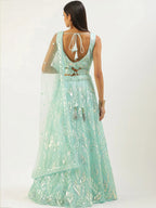 Tulsi Art Outstanding Sky Blue Sequins Net Lehenga Choli With Dupatta | Grocsy
