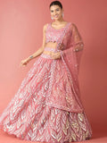 Tulsi Art Fantastic Pink Sequins Net Reception Wear Lehenga Choli With Dupatta | Grocsy