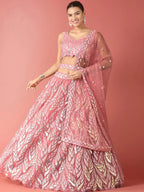 Tulsi Art Fantastic Pink Sequins Net Reception Wear Lehenga Choli With Dupatta | Grocsy