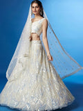 Tulsi Art Beautiful Off-White Sequins Net Engagement Wear Lehenga Choli | Grocsy