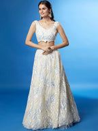 Tulsi Art Beautiful Off-White Sequins Net Engagement Wear Lehenga Choli | Grocsy