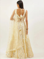 Tulsi Art Attractive Beige Sequins Net Wedding Wear Lehenga Choli With Dupatta | Grocsy