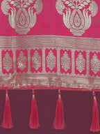 Monjolika Fashion Charming Rani Pink and Gold Soft Banarasi satin Silk Saree With Pretty Blouse Piece | Grocsy